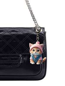 Cute Cartoon Cat Acrylic Keychain - 2D Pendant,Cute Cat Accessories,Cute Pink Hat Kitten,Fashion Backpack Pendant,Tote Pendant Decoration,Wallet Pendant,Pendant Keychain For Couples Bag Accessories Gift Waterproof, With Lobster Clasp, Ideal Gift For Family & Friends, Perfect For Birthdays And Special Occasions,Wedding Gifts, Party Gifts - Multicolor - View 6