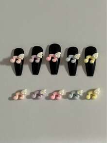 40个随机混合迷你日式音符翅膀美甲装饰饰品配件 Y2K 多巴胺浅粉色黄色蓝色紫色粉色八个音符带一个白色天使翅膀可爱女孩美甲配件手机壳打火机数据线键盘手工DIY美甲用品 - 彩色 - 查看 4