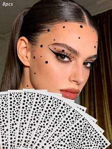 8pcs/5pcs/3pcs/2pcs/1pc 3mm/4mm/5mm/6mm Multi-Size Geometric Self-Adhesive Rhinestone Stickers, Mysterious Black Crystal Simulated Jewelry Diamonds For DIY Crafts And Art Projects, Carnival, Valentine's Day, Halloween, Christmas, Mother's Day, Party, Music Festival, Face And Nail Decoration - Black - View 15