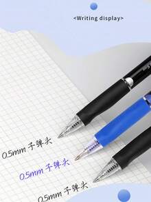 可擦拭滾珠筆 學生書寫順暢 快乾可擦式圓珠筆 水晶藍/黑色可選 極簡設計 易擦拭 墨水筆（隨機顏色）返校季 - 藍色 - 查看 3