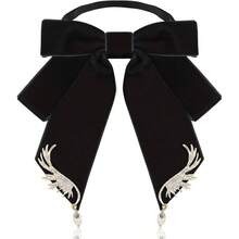 - Pajarita de terciopelo negro y rojo para mujer, broches de lazo preatados para mujer - Corbata: black - Ver 1