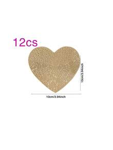 6/12pcs Heart Shaped Coasters, Suitable For Valentine's Day, Wedding, Party, Tabletop Decoration, Coffee Cup Mat, Thanksgiving, Easter, Christmas - Multicolor - View 13
