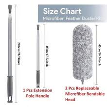 Bộ 2/3 chổi lau mạng nhện siêu nhỏ, chổi lau bụi sợi mềm dẻo, cán dài 95 inch, có thể giặt, không kèm pin, dùng cho quạt trần cao, rèm cửa, đồ nội thất, phòng tắm, phòng khách, nhà bếp, nhà vệ sinh. - 95 inch - Xem 3