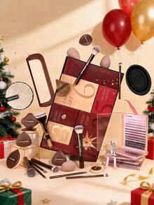 MAANGE 15/49pcs Makeup Tools Kit Christmas Gift Package Incluing Cosmetic Brush Set & Makeup Sponge & Eyelash Curler & Tweezers & False Eyelash Set & Hair Tie Set & Makeup Brush Cleaner Bowl & Storage Bag & Makeup Remover Wipe & Storage Box Good Christmas Gifts For Girls At Home Or On-The-Go Travel Makeup Brush Set - Multicolor - View 4