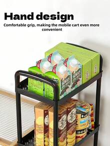 1pc Small Trolley Storage Rack, Multi-Tier Mobile Bathroom Organizer Shelf - Multicolor - View 2