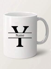 1pc, 11oz Personalized Letter Name Custom Coffee Mug - Designed Customized Cup, Ceramic Mug, Unique Novelty Mug, White Tea Cup, Personalized Letter Name Custom Coffee Mug - Designed Customized Cup, Summer & Winter Drinkware, Birthday Gift, Family Gathering Gift, Holiday Gift, Mildew Resistant, Reusable, Elegant, Cute, Modern