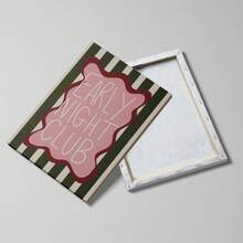 1pc Framed/Unframed Early Night Club Funny Quote Canvas Poster Retro Green Stripes Typography Wall Art Print Quirky Dopamine Decor Painting For Apartment,Living Room,Bedroom,Modern Home Decoration