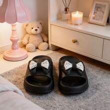 Women Slides - Black Bow - View 6