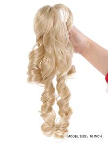 2pcs Fluffy Roman Curly Ponytail Wig Clips, Blonde & Black Lolita Double Ponytail - Multicolor - View 2
