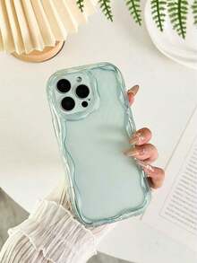 Cream Textured Wavy Edge Solid Color Shockproof Phone Case Compatible With IPhone 16/11/16pro/16plus/16promax/16e/15Promax/13/14/12/XS/XR/7G/8P, Compatible With Samsung Galaxy S25/S25PLUS/S25 Ultra/A16/A36/A26/A56/A50/A12/A32/A52/A72/A51/A21S/A13/A14/S24/S24PLUS/S24Ultra,S22/A52/A53/A54/A55S23/, Compatible With Xiaomi 11/12Pro/12/12X/13Pro/14Pro/15Pro/, Compatible With  10/9/Note9/12c/Note11pro/Note8Pro Waterproof Anti-Fall Scratch Resistant - 款式3(1pc) - 查看 2