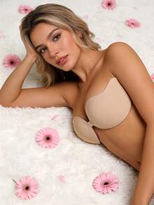 New Invisible Push-Up Bra, Backless Strapless Seamless Front Closure Bra, Women Silicone Self-Adhesive Material, Beach Essential, Beach Accessories, Pool Floats, Beach Essentials - Skin Color Bra Patch - View 7