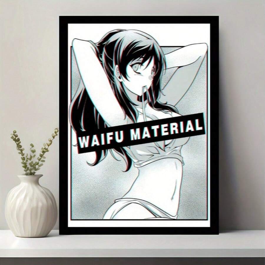 现代日式动漫帆布艺术画 - 无框漫画墙饰，适用于客厅、卧室、家庭办公室 - 多种尺寸可选 - 彩色 - 查看 1