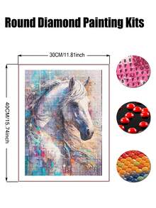 Horse Diamond Painting Kit, Fun DIY Crafts For Adults, Round Diamond Art Canvas For Home Decor Gift, 2026 Year Of The Horse Gifts - Multicolor - View 9