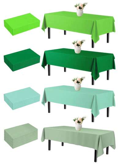 1/4 包一次性塑料桌布，鼠尾草绿，可折叠，易于清洁，适用于婚礼、生日、毕业典礼、圣诞派对、夏季礼物、海滩、返校季、房间装饰