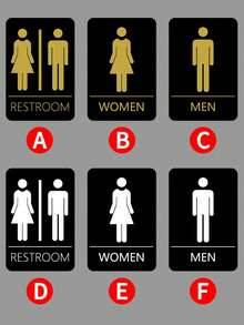 1pc Acrylic 3D Restroom Sign, Barrier-Free Washroom Text Directional Signage, Men/Women Bathroom Indicator Plaque