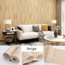 1卷自粘墙纸，异形条纹图案，可移除，防水，适用于卧室、客厅、家居装饰、餐厅、酒店装修，随机拼接，易于粘贴，波西米亚风格装饰 - 彩色 - 查看 6