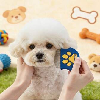 6.8cm X 6.5cm Professional Pet Eye Cleaning Brush | Stainless Steel Tear Stain Remover, Suitable For Cats And Dogs | Stainless Steel Tear Stain Remover, Suitable For Cats And Dogs, Gentle Round Brush Head | Compact And Portable, Can Remove Eye Dirt, Comb Out Fleas And Lice Hidden In Fur. Non-Slip Soft Rubber Handle, Curved Brush Head Design, Metal Comb Teeth, Round Tip Won't Hurt Skin, Can Remove Tangles And Frizz, Suitable For Furry Dogs.