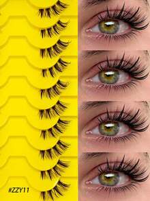 Rikuaild 10 Paar Eid Festival Künstliche Wimpern, natürliche halbe Augen Wimpern, Fuchs Katzenaugen Klare Band Wimpern, Flauschige Wispy 3D Kunstmink Wimpern Set, Weiche Streifen Falsche Wimpern - Geeignet für Rollenspiele, tägliches und Date Make-up