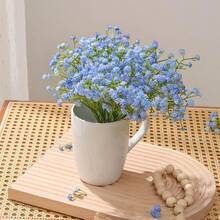 1/3/5pcs Blue Artificial Babys Breath Flower Bouquet Multi Stem Design 52cm Realistic Floral Decor Wedding Valentine Birthday Anniversary Home Desk Bedroom Bathroom Room Decoration Autumn Baby Breath Fake Flower Photography Prop Wedding Ornament Floral Arrangement - 藍色 - 查看 2