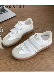 女士新款魔术贴平底休闲轻便运动鞋