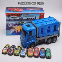 Children's Transport Truck Race Track Toy, Foldable Double-Deck Transport And Storage, One-Click Pop-Up Inertial Slide Track Racing Car, Parent-Child Interactive Multiplayer Game, Suitable Birthday Gift For Boys And Girls 3+ Years Old (Includes 8 Toy Cars, Styles And Colors Random) - Multicolor - View 14