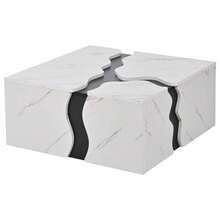 Living Room Coffee Table, 70 X 70 X 31 Cm, Cube-Shaped Geometric Design, Side Table With Drawer, Table With Marble Veneer In A Unique Shape, Coffee Table, Storage Table, Game Table - White - View 12