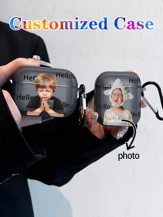1 szt. personalizowane etui na słuchawki ze zdjęciem i napisem "Hello" w tle, matowa, przezroczysta, odporna na wstrząsy obudowa ochronna do 2/3/4/Pro/Pro2, minimalistyczne i wysokiej jakości, do codziennego użytku, odpowiednie dla Ciebie, dziewczyny lub chłopaka