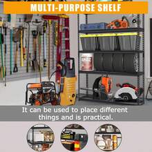 Estantería industrial de metal con capacidad para 1137 kg, 5 niveles ajustables para garaje, 122 cm de ancho x 45 cm de profundidad x 183 cm de alto, ideal para sótanos, almacenes y garajes. - Negro - Ver 7