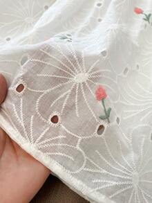 Girls' Casual Sleeveless Dress, Korean Style Embroidered Floral Princess Dress, Minimalist Tank Dress, Summer - White - View 5