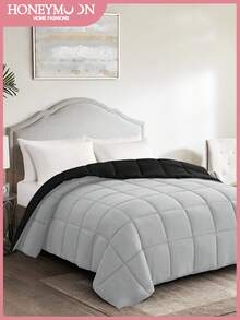 1件绗缝被芯 - 超细纤维被芯，四季皆宜，羽绒替代品，适合家庭和宿舍使用，通过Oeko-Tex认证 - 黑色 - 查看 5