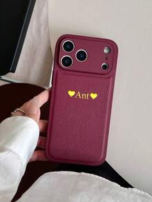 Funda de teléfono personalizada con letra, relieve 3D en lámina de oro, compatible con iPhone 17/16/15/14/13/12/11 Pro Max y series Plus, diseño texturizado burdeos, antideslizante, a prueba de golpes, resistente a arañazos, regalo perfecto para cumpleaños y aniversario - Burdeos - Ver 4