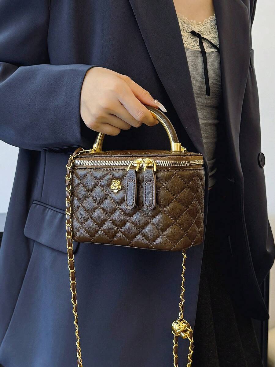 Solid Color Fashionable High-End Versatile Women Handbag & Shoulder Bag - Coffee - View 1