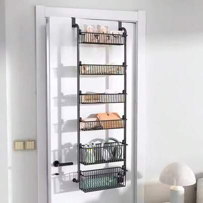 A Six-Level Hanging Rack, A Storage Shelf Behind The Door, A Door-Mounted Snack And Spice Storage Rack That Doesn't Require Drilling, For Storage And Organization In The Kitchen, Bathroom, Room, And Bedroom.