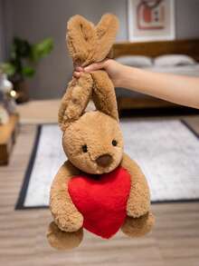 毛绒兔子玩偶，柔软可爱的兔子毛绒玩偶，手捧爱心，适合情人节、周年纪念日、生日等场合，送给女孩、男孩、女朋友的甜蜜礼物 - 彩色 - 查看 2