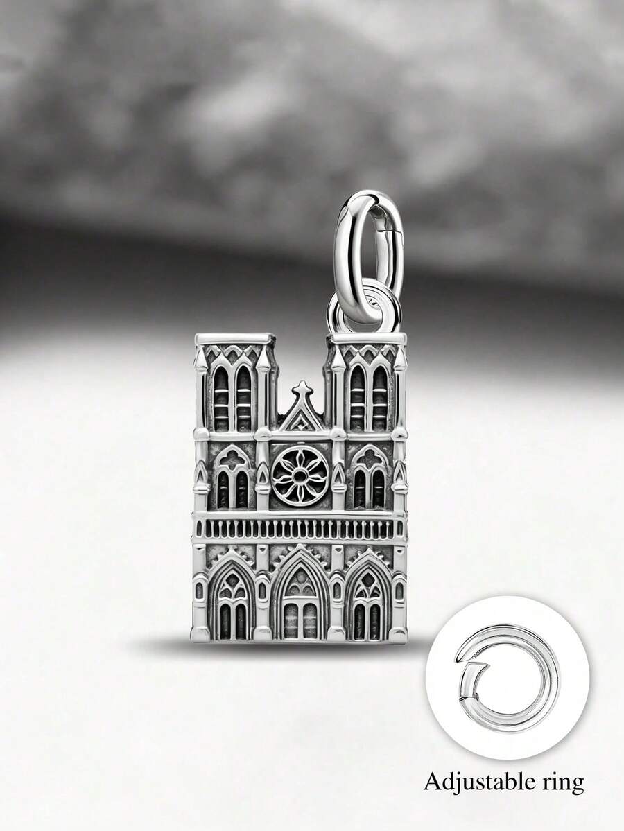 1件简约独特925纯银DIY吊坠，优雅饰品，男女皆宜，圣诞礼物 - 款式3 - 查看 1