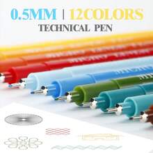 24/36 Colors Micro Liner Pen Set, 0.5mm Tip, Waterproof & Lightfast, Suitable For Art Drawing, Sketching, Outlining, Student Design - Colored Technical Pens - View 5