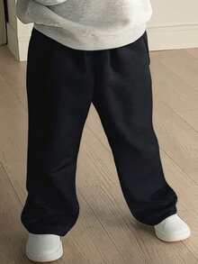 1件婴儿/女婴休闲、优雅、舒适的直筒抓绒裤 - 黑色 - 查看 3