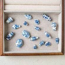 5pcs Elegant Vase Series Straight Hole Beads Hand-Painted Vintage Blue And White Ceramic Beads, Suitable For DIY Bracelets, Necklaces, Earrings, Phone Chains, Bag Charms, Jewelry Accessories, Loose Beads, Holiday Gifts - Blue and White - View 3