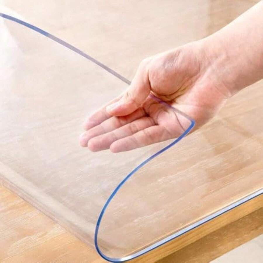 14 X 24 Inch Clear Table Cover Protector 2mm Thick Clear Desk Mat Plastic Table Cover Vinyl Table Protector Desk Mats On Top Of Desks - 16英寸 x 48英寸 - 查看 1