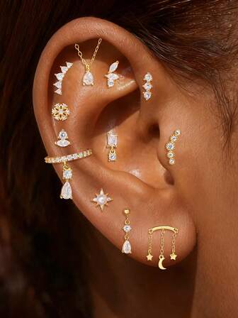 1 st 925 sterlingsilver broskörhängen för kvinnor platt baksida hypoallergenisk stud hoop broskörhänge daith conch tragus helix piercingsmycken present till kvinnor