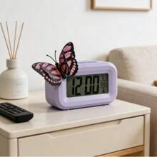 Butterfly Design Color Changing Digital Clock | Bionic Texture Butterfly Decor + Multi-Color Aesthetic Body, Large Screen Sync Time/Date/Temperature + High-Precision Monitoring, Bedroom Oxygen Awakening/Bathroom Environment Monitoring/Office Decor, Luxury Life Scenario Upgraded Item (Random Butterfly) - Multicolor - View 8
