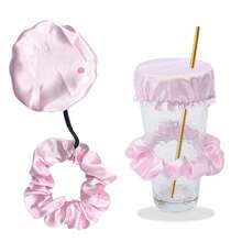 Reusable Anti-Spike Scrunchie Drink Mug Glass Cover Cap Headband With Straw Hole For Covering Drinks Party ,Club, Disco - 百合 - 查看 1