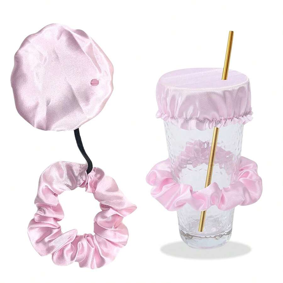 Reusable Anti-Spike Scrunchie Drink Mug Glass Cover Cap Headband With Straw Hole For Covering Drinks Party ,Club, Disco - 百合 - 查看 1