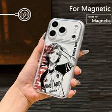 Funda de teléfono con diseño de anime B-Blue Locks para iPhone 17, 16, 15, 14, 13, 12, 11 Pro Max, Air, Mini, XR, XS, X, 7, 8 Plus - Transparente, magnética, a prueba de golpes, de TPU suave en la parte trasera, con diseño impreso con UV, para usuarios ocasionales y entusiastas de la tecnología - transparente - Ver 4