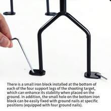 1个金属射击靶，自复位旋转式3靶，适用于户外练习，可用于弹弓、狩猎、投石机练习。包含组装工具。靶面厚度2毫米，底座稳固，配有4个地钉。 - Three Target - 查看 7