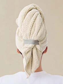 Pineapple Plaid Hair Drying Towel, Thickened Hair Wrap Towel For Women, Casual Polyester Fiber (Polyester) Solid Color Hair Turban