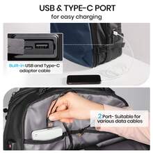 Travel Laptop Backpack, Expandable 30L-60L Vacuum Backpack, Waterproof Lightweight Business Rucksack, Wet Dry Separation, Fits 17.3 Inch Laptop - Dark Blue - View 8