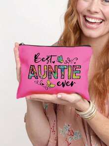 印有「Best Aunt」字樣的小手提包，卡通設計化妝包，便攜拉鍊化妝收納包，醫療收納包，零錢包，日常使用，旅行，禮物，拉鍊化妝包，節日禮物，感恩節禮物，Best Aunt 禮物，送給朋友和閨蜜的禮物，送給母親的禮物，送給女性的完美禮物 - 彩色 - 查看 18
