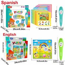 Bolígrafo de audio inteligente en español + 12 tarjetas de aprendizaje de doble cara en español, bolígrafo electrónico multifuncional con voz para el desarrollo intelectual y el aprendizaje lógico, bolígrafo con expresiones lindas y función de iluminación - Multicolor - Ver 8