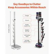 Vacuum Stand, Compatible With G5 V15 V12 V11 V10 V8 V7 V6 Series Upright Vacuums Cleaners & Accessories, Stable Vacuum Stand Holder With 6 Hooks And Non-Slip Footpads, Gray - with 6 Hooks and Non-slip Footpads - 查看 3
